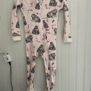 Burt's Bees Baby organic cotton Pink Floral hippo Footed pajamas